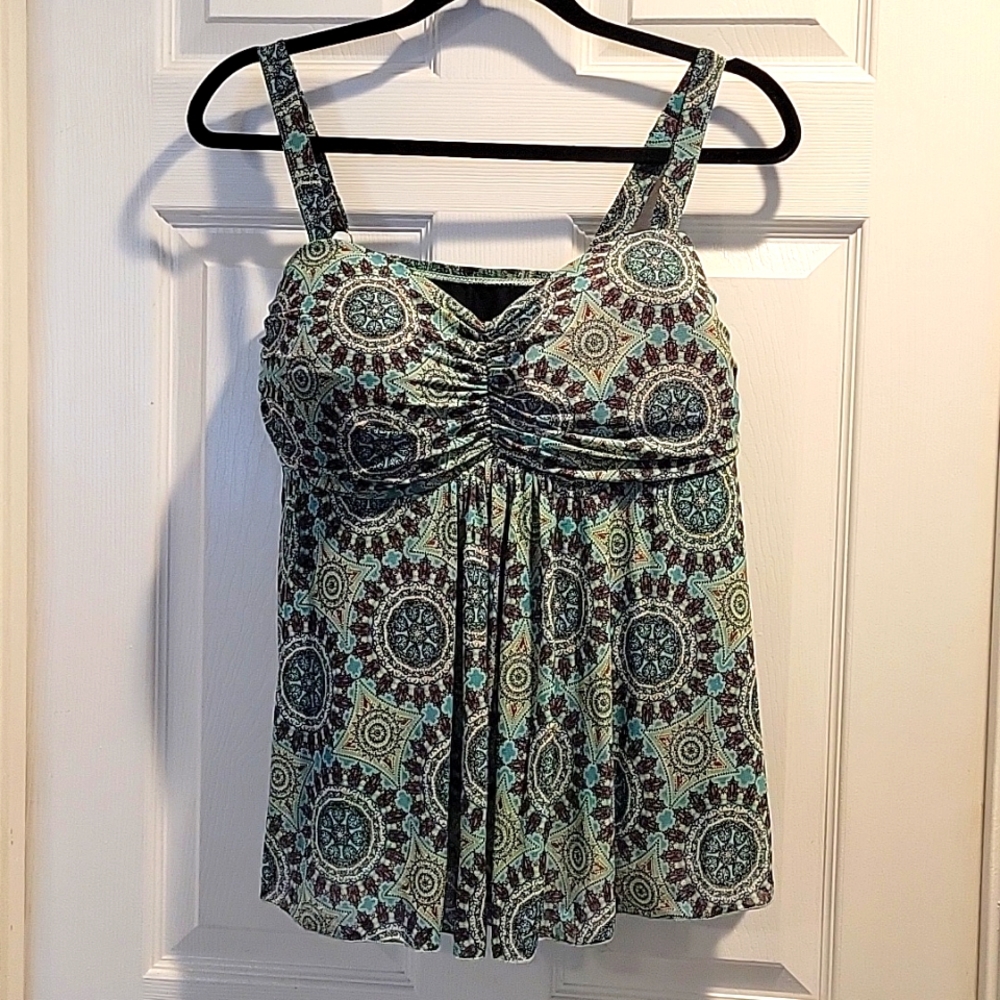 A SHORE FIT Handkerchief Tankini Top, 18W